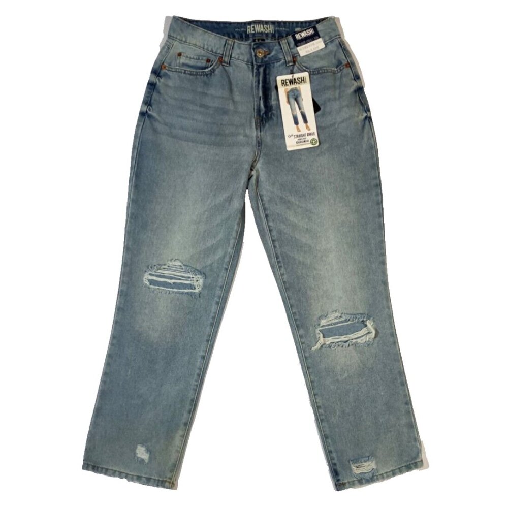 Rewash Size 3/26 Jeans Womens Blue Jean High Rise Straight Ankle Distressed